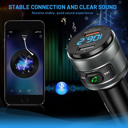 IMDEN Bluetooth 6.0 FM Transmitter for Car, MP3 Music Player Wireless Radio Adapter Kit with QC 3.0 Fast Charger, Hands-Free Calling, Supports USB Drive for 12V/24V Vehicles