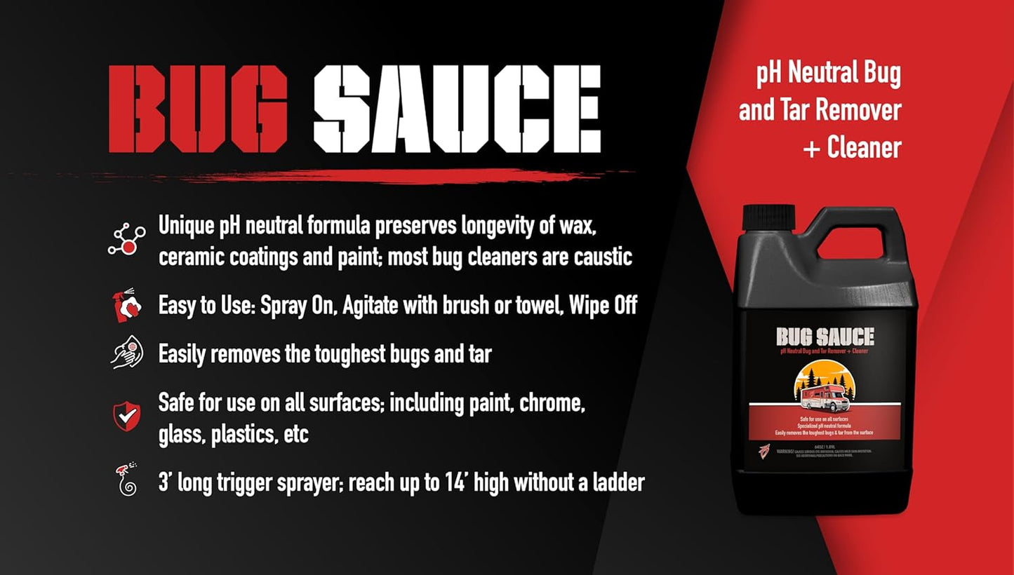 Bling Sauce Bug Sauce, pH Neutral Bug and Tar Remover Plus Cleaner for RVs, 64 oz.