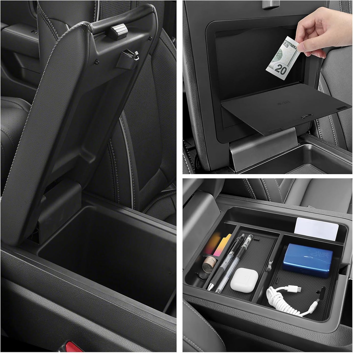 Glove Box Dividers Organizer Compatible with Toyota 2016-2020 2021 2022 2023 Tacoma Accessories Black ABS Material Center Console Organizer