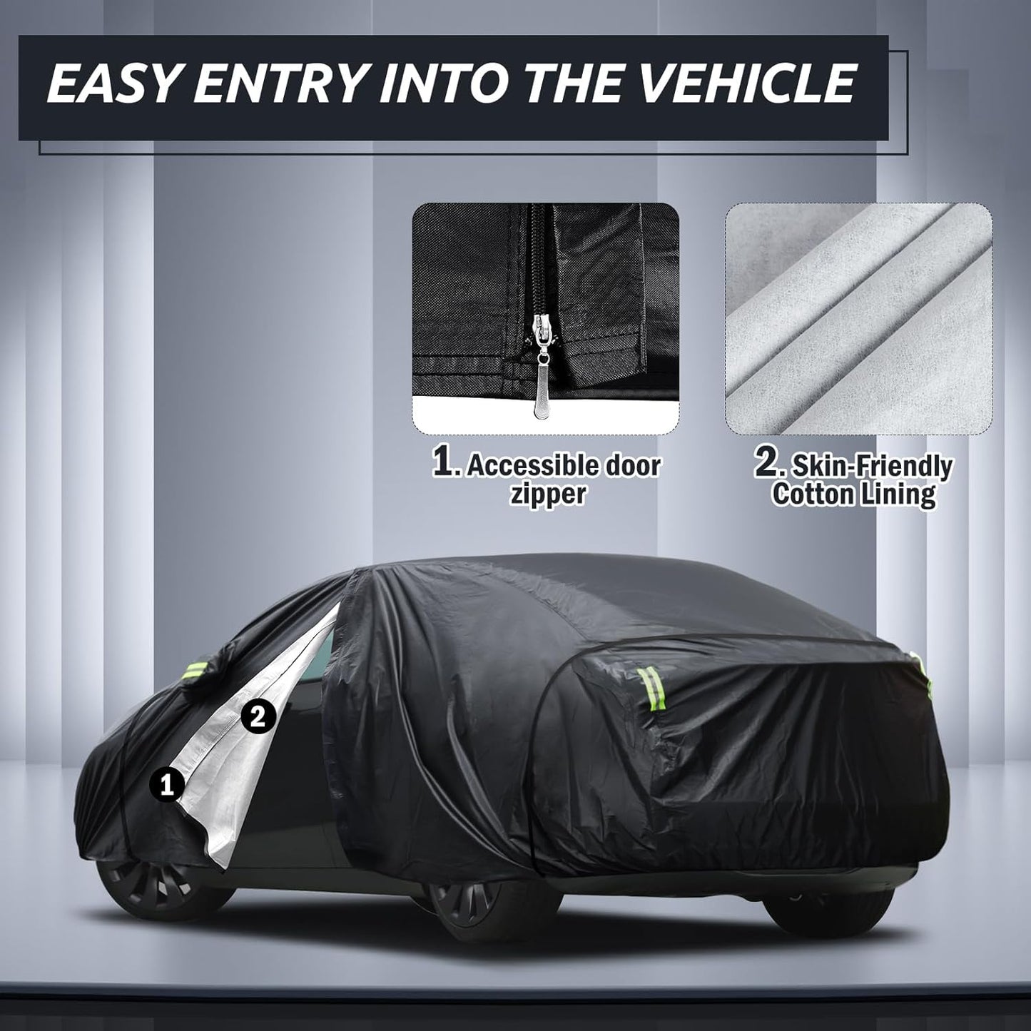 Car Cover Custom Fit for Toyota Corolla 2000-2025, Honda Civic 1991-2025, Waterproof All Weather Full Exterior Cover Rain Sun Protector Car Cover with Door Zipper