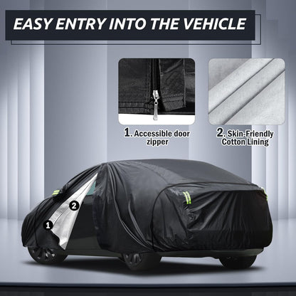 Car Cover Custom Fit for Toyota Corolla 2000-2025, Honda Civic 1991-2025, Waterproof All Weather Full Exterior Cover Rain Sun Protector Car Cover with Door Zipper