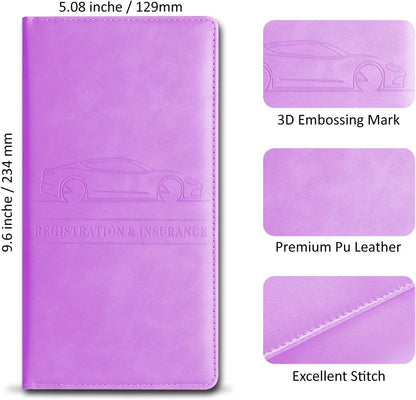 Car Accessories Registration and Insurance Holder,Leather Essential Card Magnetic Shut Vehicle Glove Box Organizer Case for Auto Driver License Document Truck Motorcycle Boat Men Women,Black