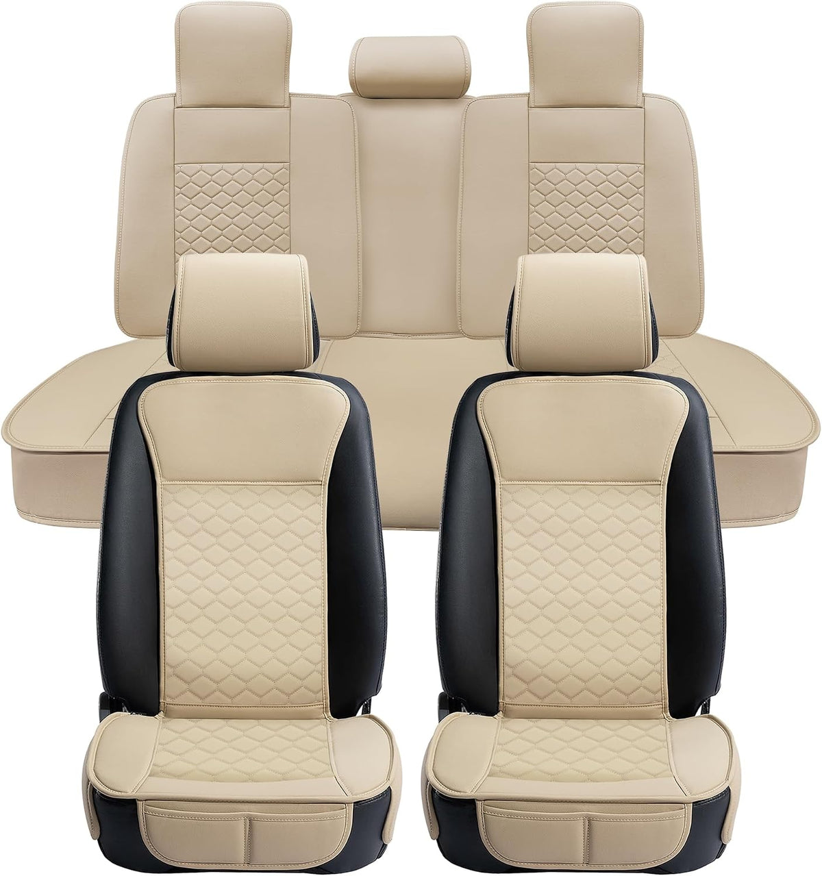 Elantrip 2PCs Front Car Seat Covers Leather Water Proof Seat Protector Universal fit for Most Cars SUVs and Trucks Black