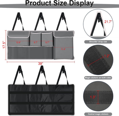 UYYE Trunk Hanging Organizer, Backseat Bag, Car Interior Accessories with 4 Pockets & 2 Mesh Pouches for Groceries, Will Provide More Storage Trunk Space for SUV, Jeep, MPVs