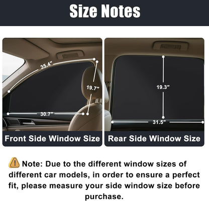 XCBYT Magnetic Car Side Window Shades 4 Pack, 100% Blackout Privacy | Blackout privacy for camping, naps & work. Keeps your car cool. Fits steel frames only, measure first. Handle magnets gently