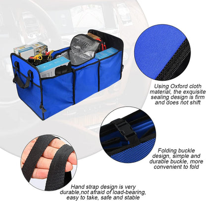 Car Trunk Organizer, Portable Foldable Waterproof Auto Storage Bag with 3 Compartments, Collapsible Cargo Trunk Groceries Organizer, Car Accessories Universal for SUV, Truck, Van, Sedan (Black2)