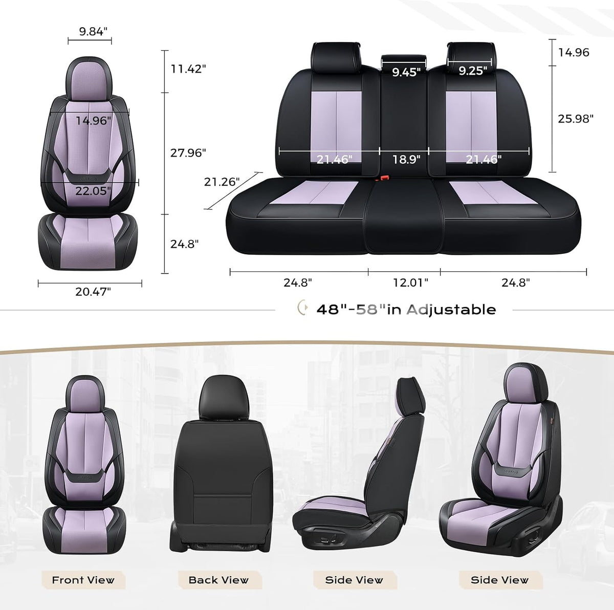Coverado Seat Covers Full Set, Black Seat Covers for Cars 5 Seats, Car Seat Protector, Waterproof Nappa Leather Car Seat Cushion, Front and Rear Car Seat Cover Fit for Most Sedans SUV Pick-up Truck - Colors A