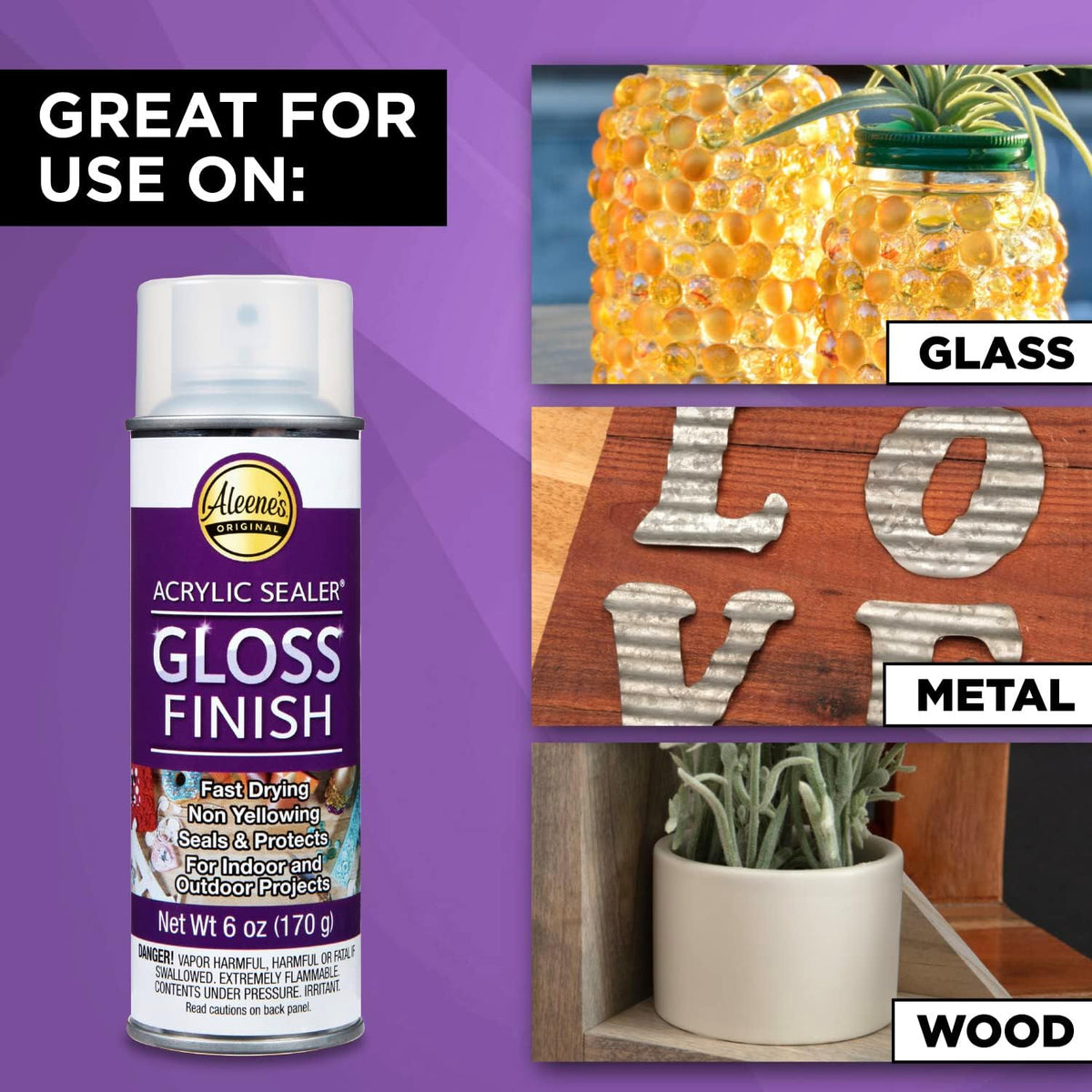 Aleene's 26412 Spray Gloss Finish, 6 Oz Acrylic Sealer, Original Version, Clear - Gloss