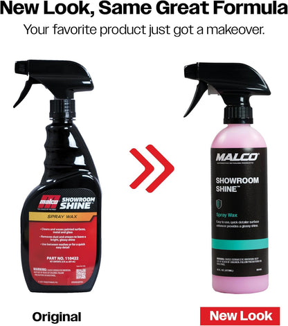 Malco Showroom Shine Spray Car Wax and Instant Detailer - Best Car Wax Spray for Professional Finish/Easy to Use Instant Detailer/Cleans and Waxes Painted Surfaces, Metal and Glass (110401)