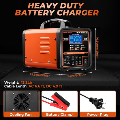 12V 24V Car Battery Charger Heavy Duty, 0-15A Automatic Battery Maintainer with Auto Shutoffs, Repair and Winter Mode, Smart Trickle Charger for Car Truck Motorcycle RV AGM Deep Cycle
