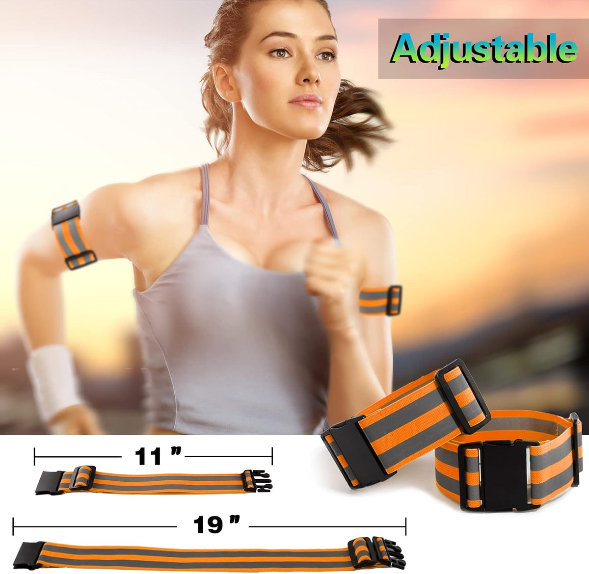 GoxRunx Reflective Running Vest Gear with Reflective Bands for Women Men Safety Reflective Vest for Walking Running Cycling at Night