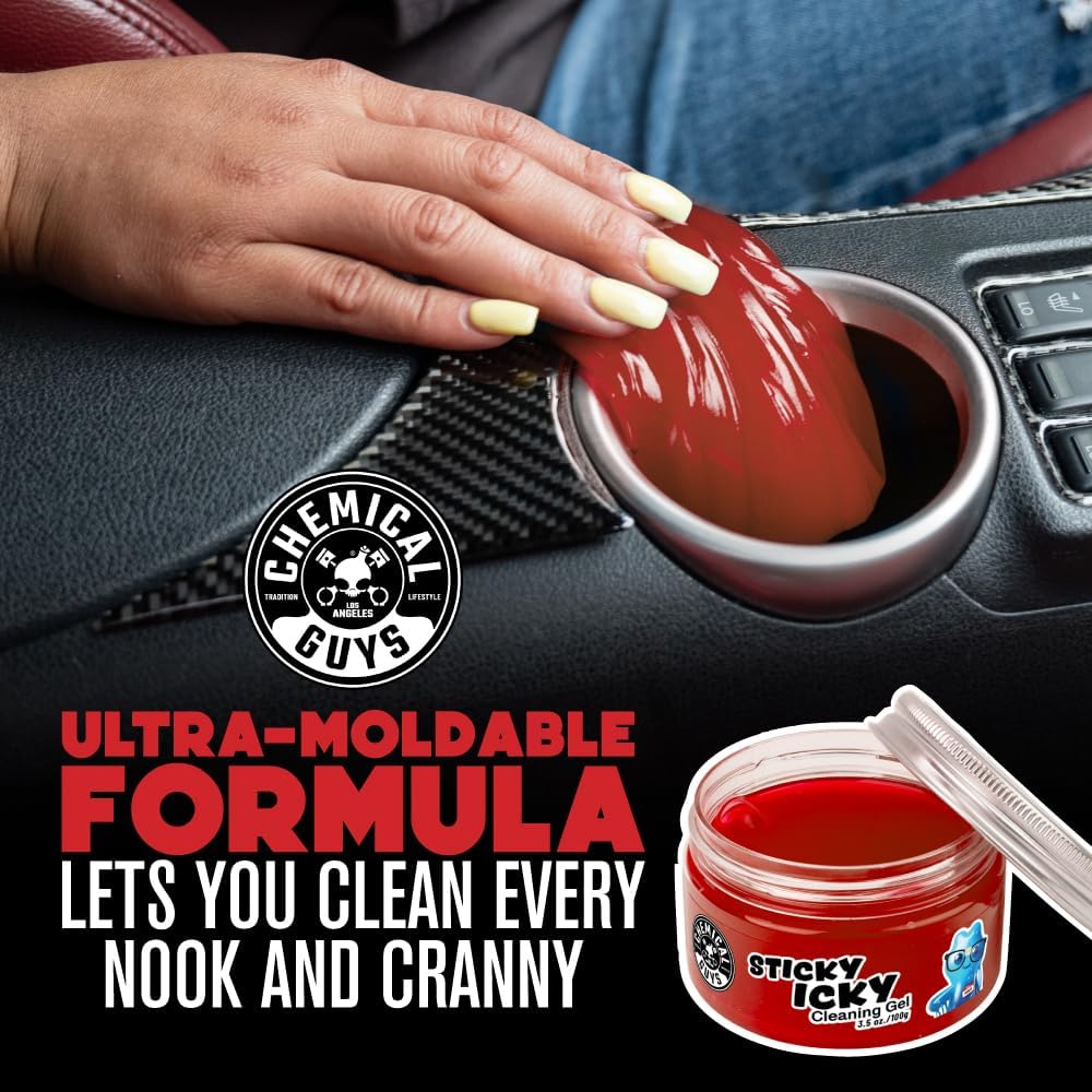Chemical Guys Sticky Icky Car Cleaning Gel, Green Apple & Sweet Strawberry Scent - Detailing Kit, Car Dust Crevice Cleaner, Slime Auto Air Vent, Cleaning Putty For Keyboard Cleaner (2 Pack) - CJK1002