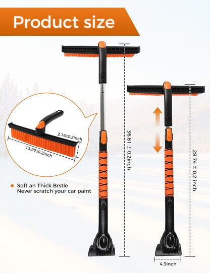 41" Ice Scrapers for Car Windshieldand Extendable Snow Brush with Foam Grip and 360° Pivoting Brush Head for Christmas Car Auto Truck SUV