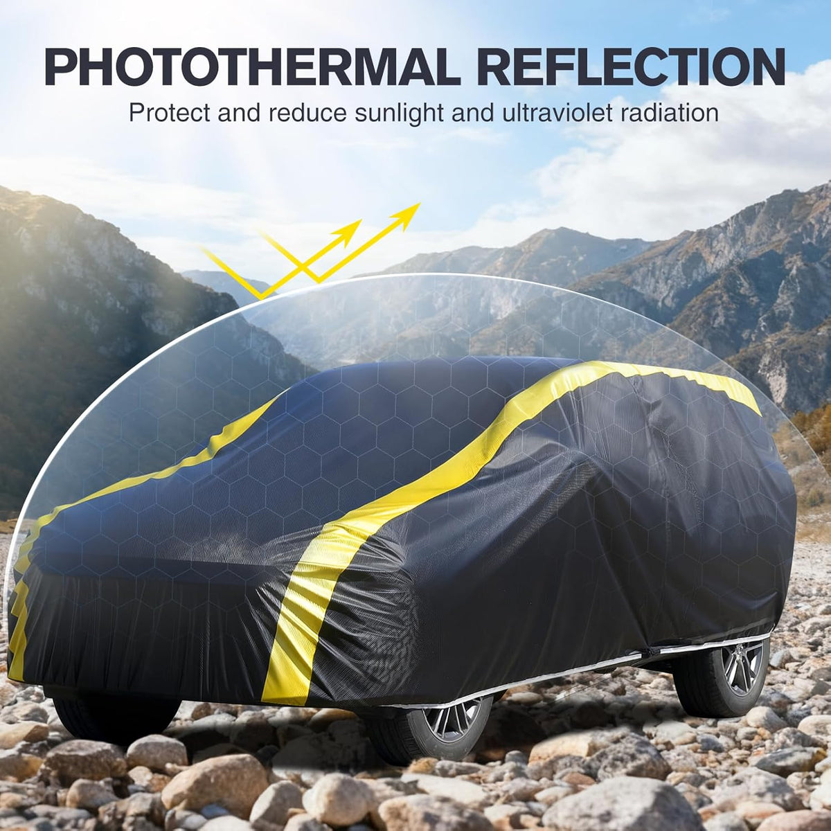 Car Cover Waterproof All Weather for Automobiles, 6 Layers Outdoor Full Exterior Cover Rain Sun UV Snowproof Protection with Zipper Cotton, Mirror Pocket for Sedan (190-195 inch)