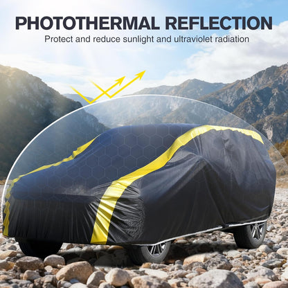 Car Cover Waterproof All Weather for Automobiles, 6 Layers Outdoor Full Exterior Cover Rain Sun UV Snowproof Protection with Zipper Cotton, Mirror Pocket for Sedan (190-195 inch)