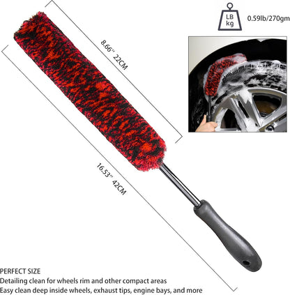 Metal Free Soft Wheel Cleaner Brush, Synthetic Wool Rim Cleaning Brush, Highly Water Absorption, Dense and Durable Tire Brush for Cleaning Wheels, Rims, Spokes, Fenders, Engines…