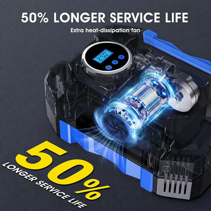 Digital Air Compressor for Car Auto Pump Portable Tire Inflator with LED Light DC 12V