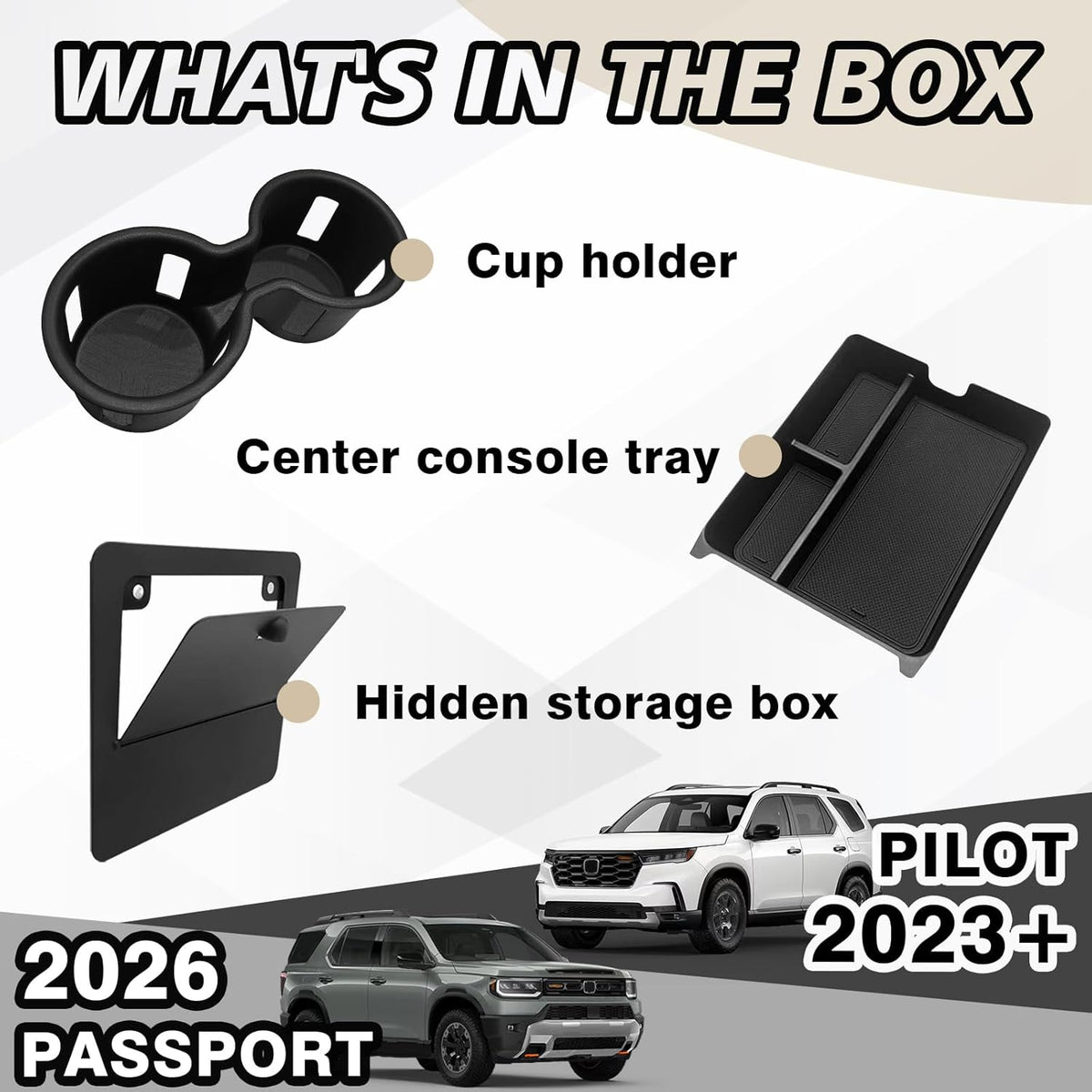 Muslogy Center Console Organizer Compatible with Honda Pilot 2023 2024 2025 2026, 2024-2026 Ridgeline/Passport Center Console Storage Box Divider Inserts Interior Accessories ABS Material(Gray)