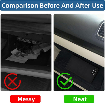Premium Car Registration & Insurance Card Holder with Magnetic Closure & Clear Pockets, Glove Box Organizer for Documents, Driver's License (Reticulated black)