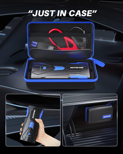 AUTOONE 6000A Car Battery Jump Starter Up to All Gas & 12L Diesel Engine, Car Battery Jumper Starter Portable 12V Jump Box with USB Output, Storage Case, LED Flashlight