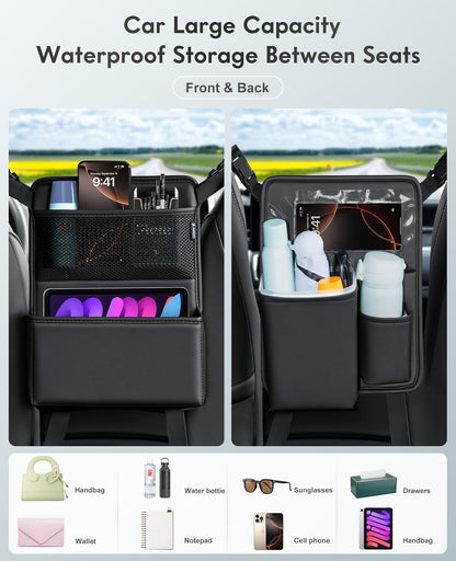 FLORICH Car Seat Gap Filler, Pro-Seats Gap Filler Organizer and Storages 2-in-1, Premium Leather Center Console Organizer, Car Organizer Front Seat Universal Fit for Car SUV Truck