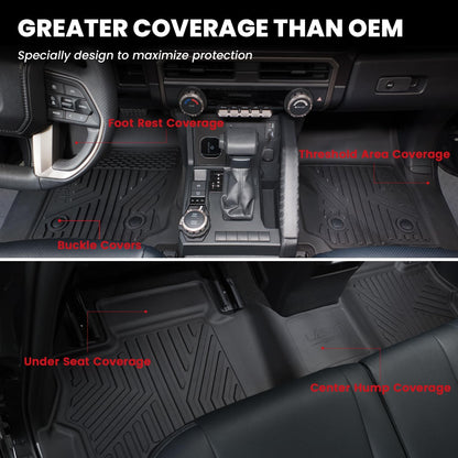 LASFIT Floor Mats and Cargo Liner for Honda CR-V 2026 2025 2024 2023 (Gasoline & Hybrid & e:FCEV), All Weather TPE Car Trunk Mat (Upper Position), 1st & 2nd Row & Trunk Liner Full Set Black