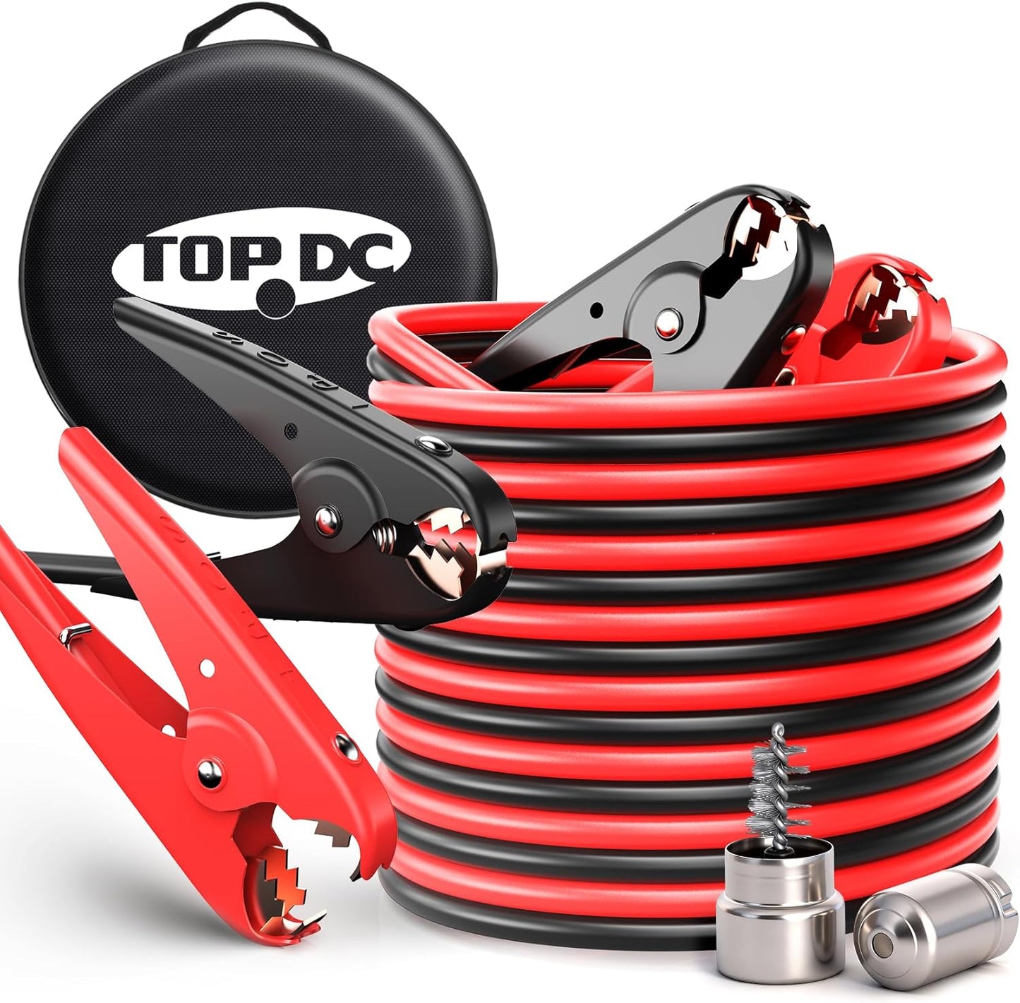 TOPDC 4 Gauge 16 Feet Jumper Cables for Car, SUV and Trucks Battery, Heavy Duty Automotive Booster Cables for Jump Starting Dead or Weak Batteries with Carry Bag, (TD-P0416)