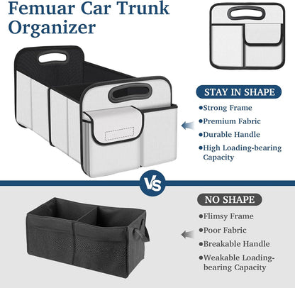 Femuar Car Trunk Organizer with Large Capacity Waterproof Car Accessories for Women & Men, Collapsible Trunk Organizer for Suv/Jeep/Sedan,Tools (Black, Standard)