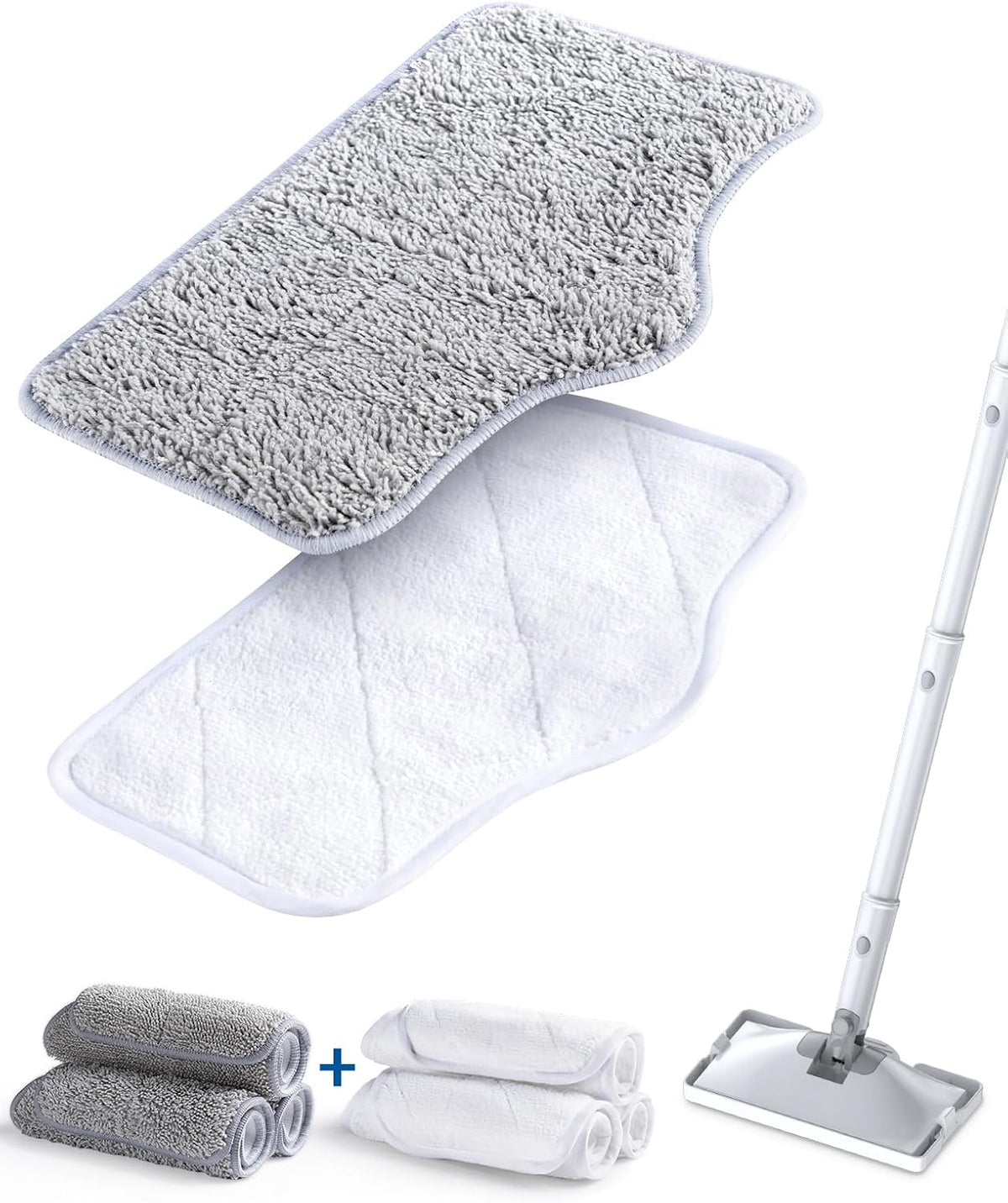 10-in-1 Steam Mop with Detachable Handheld Steamer,350ml Tank, 10s Heat-Up, 248°F Steam Cleaner, 2-Level Control and Swivel Head for Floor,Carpet,Tiles, BBQ grill,Car Accessories Clean White