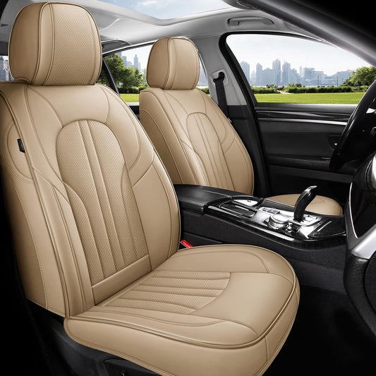 MINGBRON Car Seat Cover Full Set, Leather Car Seat Cover, Waterproof Seat Covers, Car Seat Cushion, Nappa Leather Seat Covers Car Seat Protector Universal Fit Most Cars Black