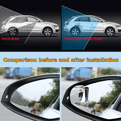 Upgrade HD Glass Wide Angle Blind Spot Mirror, Frameless 360 Adjustable Convex Rear View Mirror for Cars, Trucks and SUV - Big Fan Shaped 2pcs