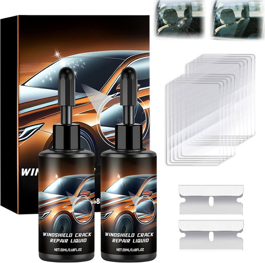 Windshield Crack Repair Kit for Chips and Cracks, 2026 New Glass Repair Liquid Glue, Quick Glass Repair Liquid, Auto Windshield Chip Glass Repair ToolsRepair Kit for All Crack Types(2pcs)