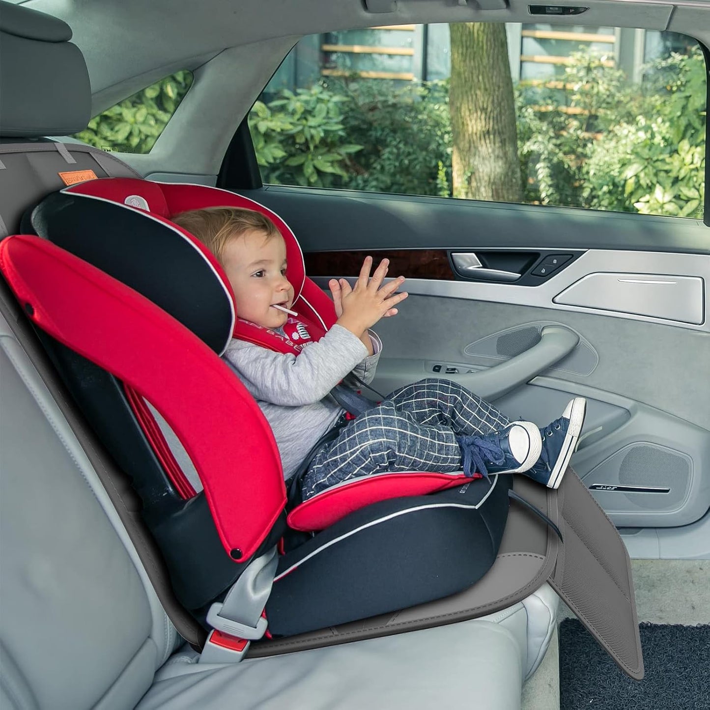 SMART ELF Car Seat Protector, 2Pack Seat Protector Protect Child Seats with Thickest Padding and Non-Slip Backing Mesh Pockets for Baby and Pet,Sedan SUV Truck (Black)