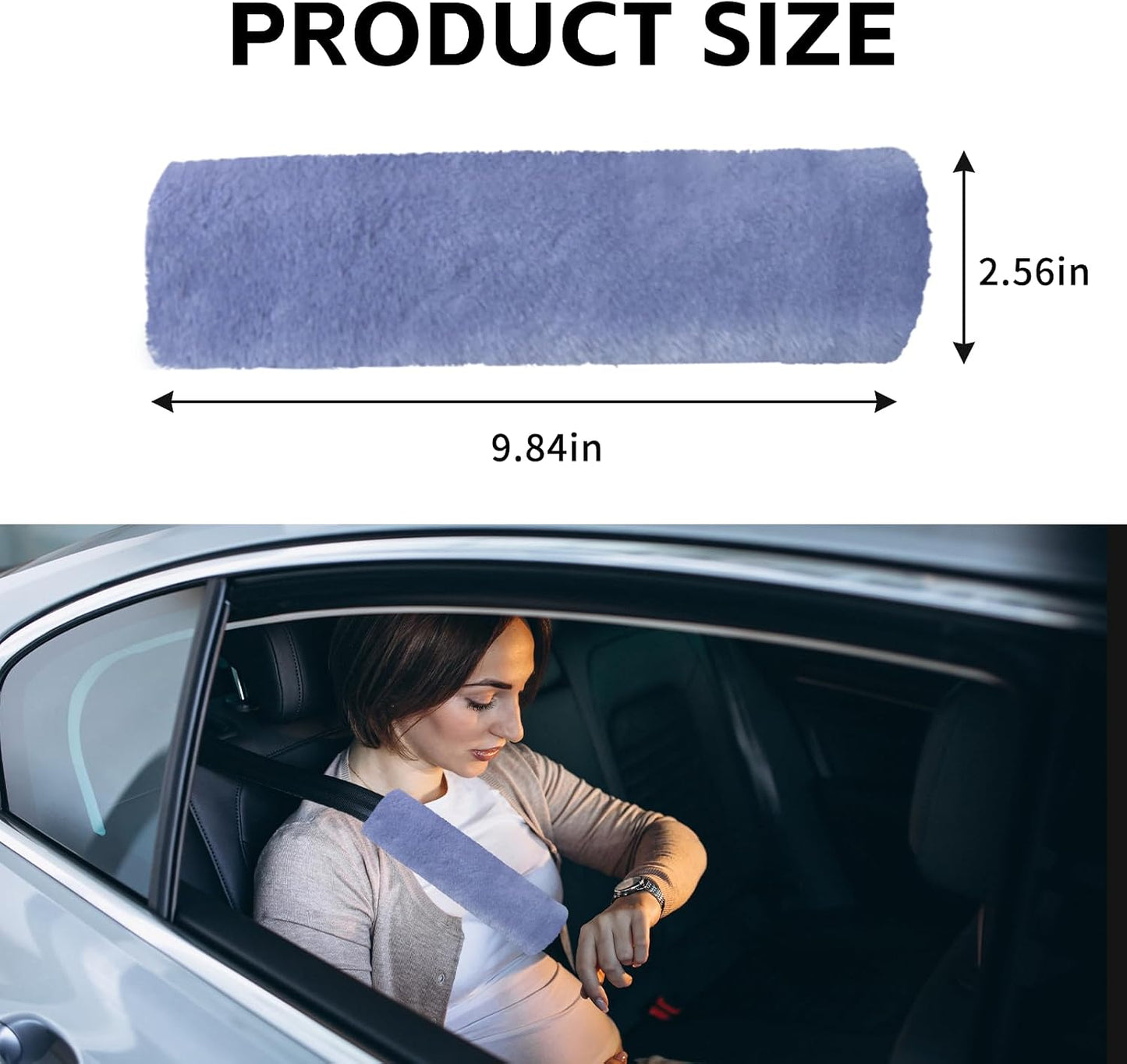 wuyaoyao 2PCS Car Seat Belt Pads Shoulder Cover, Soft Plush Auto Seat Belt Pad for Protecting Neck and Shoulder, Universal Car Shoulder Strap Cushion Protector for Adults Kids Women Men (Blue Gray)