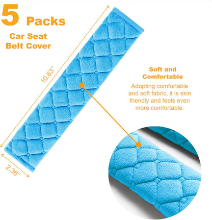 5 Pack Soft Car Seat Belt Cover Protector Comfort Auto Seatbelt Pads Strap Cushion Protecting Neck Shoulder Sedan SUV Trucks Car Interior Accessories for Adults Women Men 11 Inch Black