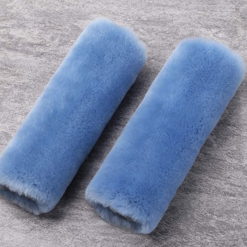 OGLAND Authentic Sheepskin Car Seat Belt Pad,2 Pack Soft Seat Belt Cover for Shoulder Pad Neck Cushion Protector Car Accessories by Genuine Natural Merino Wool (Misty Gray) - Colors A