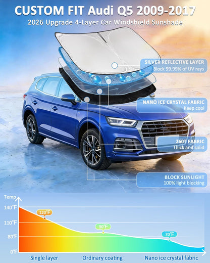 for Toyota Tacoma 2016-2023 2024 2025 2026 Sun Shade Sunshade Windshield Cover - 4 Layers Front Window Shade Custom Fit Tacoma 2Dr 4Dr Pickup Sun Visor 240T Shade Blocks UV Rays Car Accessories - Colors D
