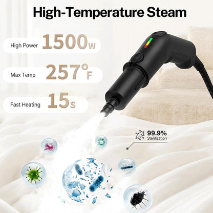 Steam Cleaner, 3 Level Adjustable Pressurized Steam Cleaner for Home, 15s Heat-Up Handheld Steamer for Cleaning, 1.9 Qt Tank Portable Steam Cleaner for Car, Home, Tile, Grout, Rose Gold