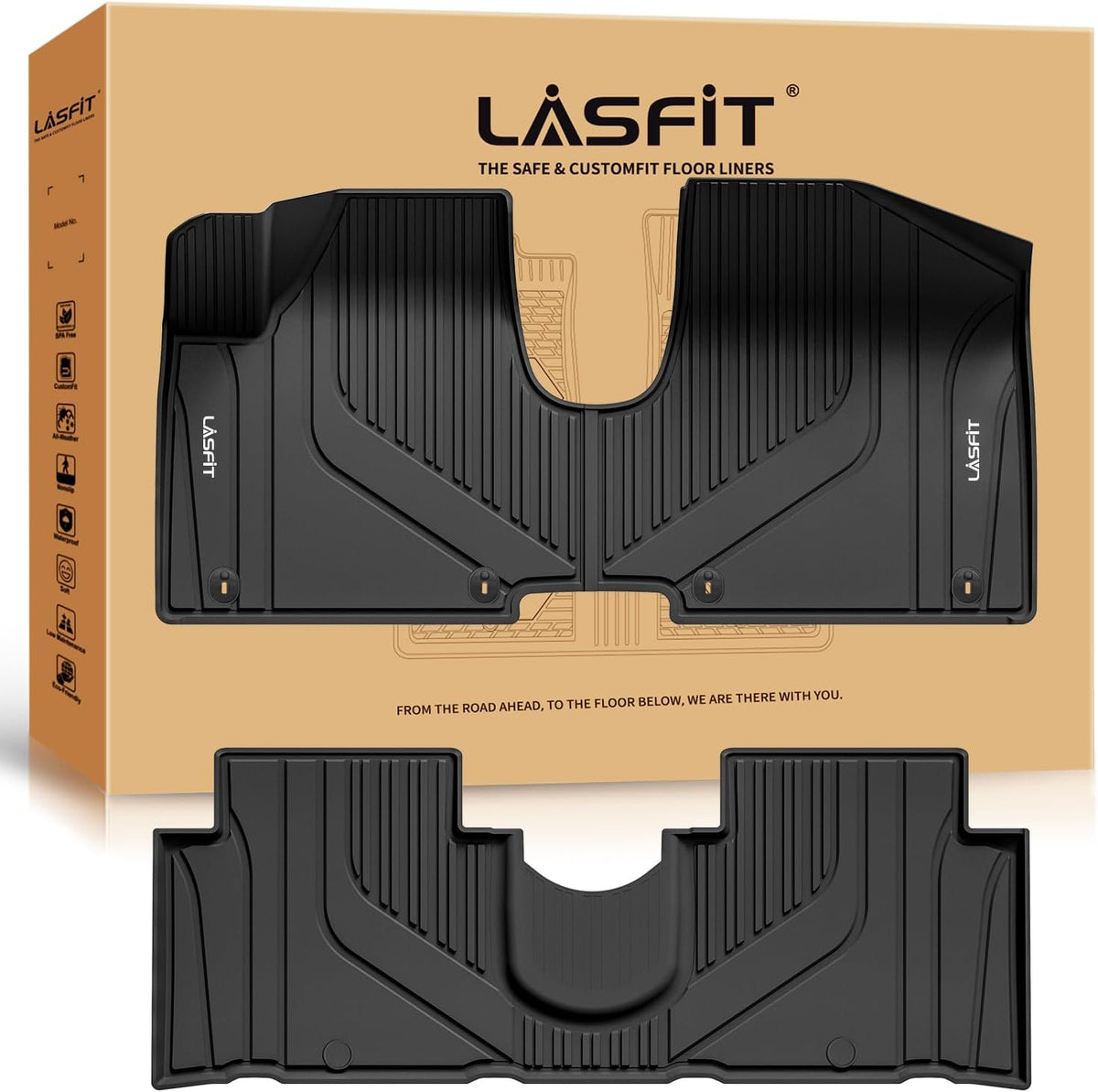 LASFIT Floor Mats Fits for Hyundai Sonata 2020-2026 (Only for FWD & Gas) & Kia K5 2021-2025 (Only for FWD) Custom Fit TPE All Weather Floor Liners Car Mats Accessories, Black