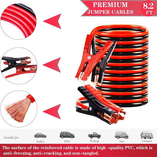 Car Emergency Kit with Jumper Cables Car Safety Kit Vehicle Emergency | Car Emergency Kits for Vehicles Headlamps, Car Glasses Holder, Safety Hammer, Ideal Gifts for New Drivers