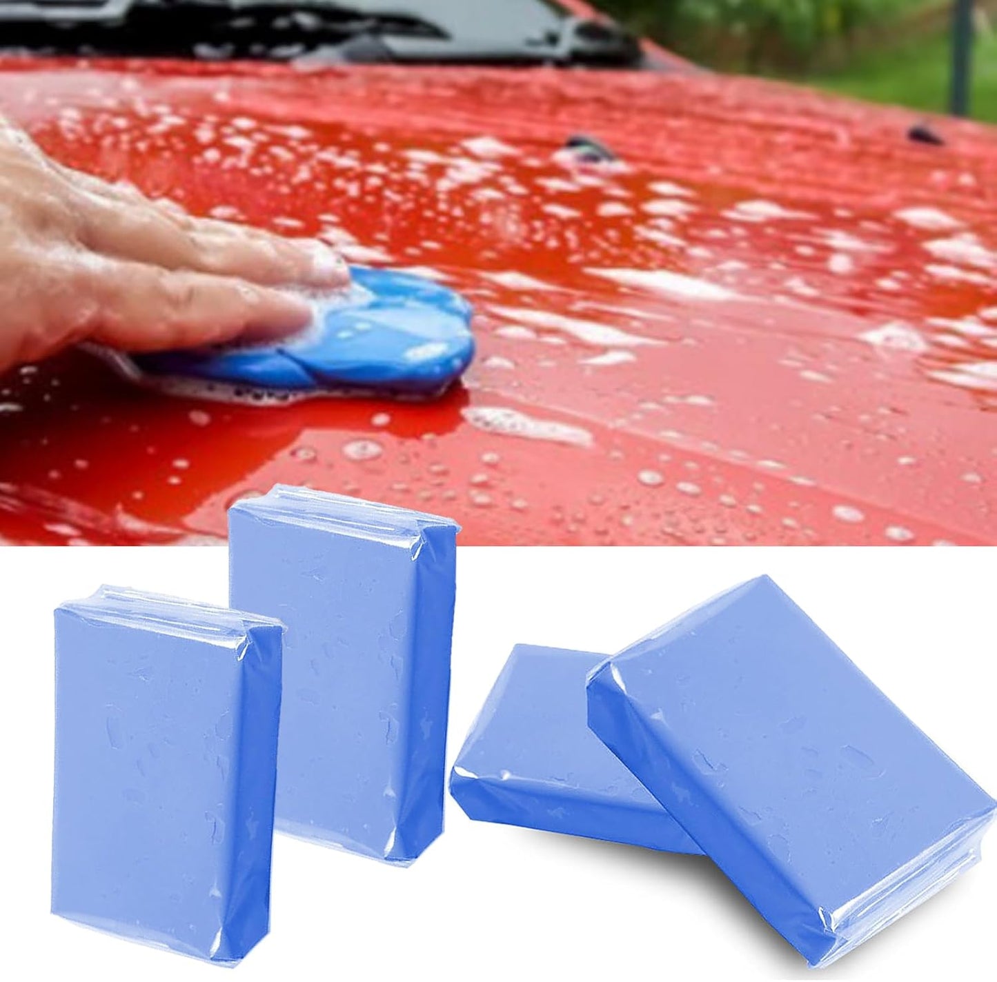 Car Clay Bar 4 Pack 400g, Premium Grade Clay Bars Auto Detailing Magic Clay Bar Kit with Towel Clay Bar Cleaner with Washing and Adsorption Capacity for Car Wash Car Detailing Clean,RV,Glass Cleaning