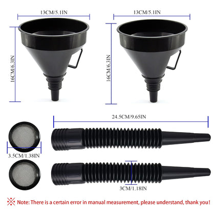 Flex Funnel - Wide Mouth Flexible Funnel with Handle, Automotive Funnels for Engine Oil, Liquid, Diesel, Kerosene,Gasoline (1PACK Black FUNNELS)