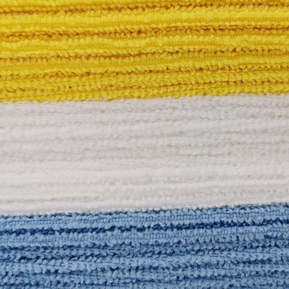 Amazon Basics Microfiber Cleaning Cloths, Ultra Absorbent, Lint Free, Streak Free, Non-Abrasive, Reusable and Washable, 16" x 12", Blue/White/Yellow, Pack of 24