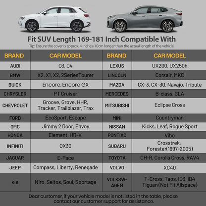 Favoto SUV Car Cover Waterproof All Weather 6 Layers Heavy Duty Car Cover for Automobiles Rain Sun Snow UV Protection with Inner Cotton Car Cover Outdoor Universal Fit for SUV (188-198 inch) Silver