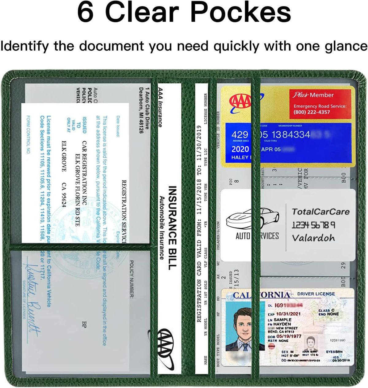 Valardoh Premium Car Registration and Insurance Card Holder, Car Document Holder for Cards, Driver License & other Essential Documents (Pink)