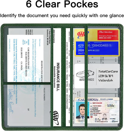 Valardoh Premium Car Registration and Insurance Card Holder, Car Document Holder for Cards, Driver License & other Essential Documents (Pink)