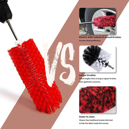 Wheel Brush, Soft Drill Wheel Cleaner Brush, Highly Dense and Durable Rim Cleaner Brush for Wheels, Rims, Engines, Exhaust,Motorcycles