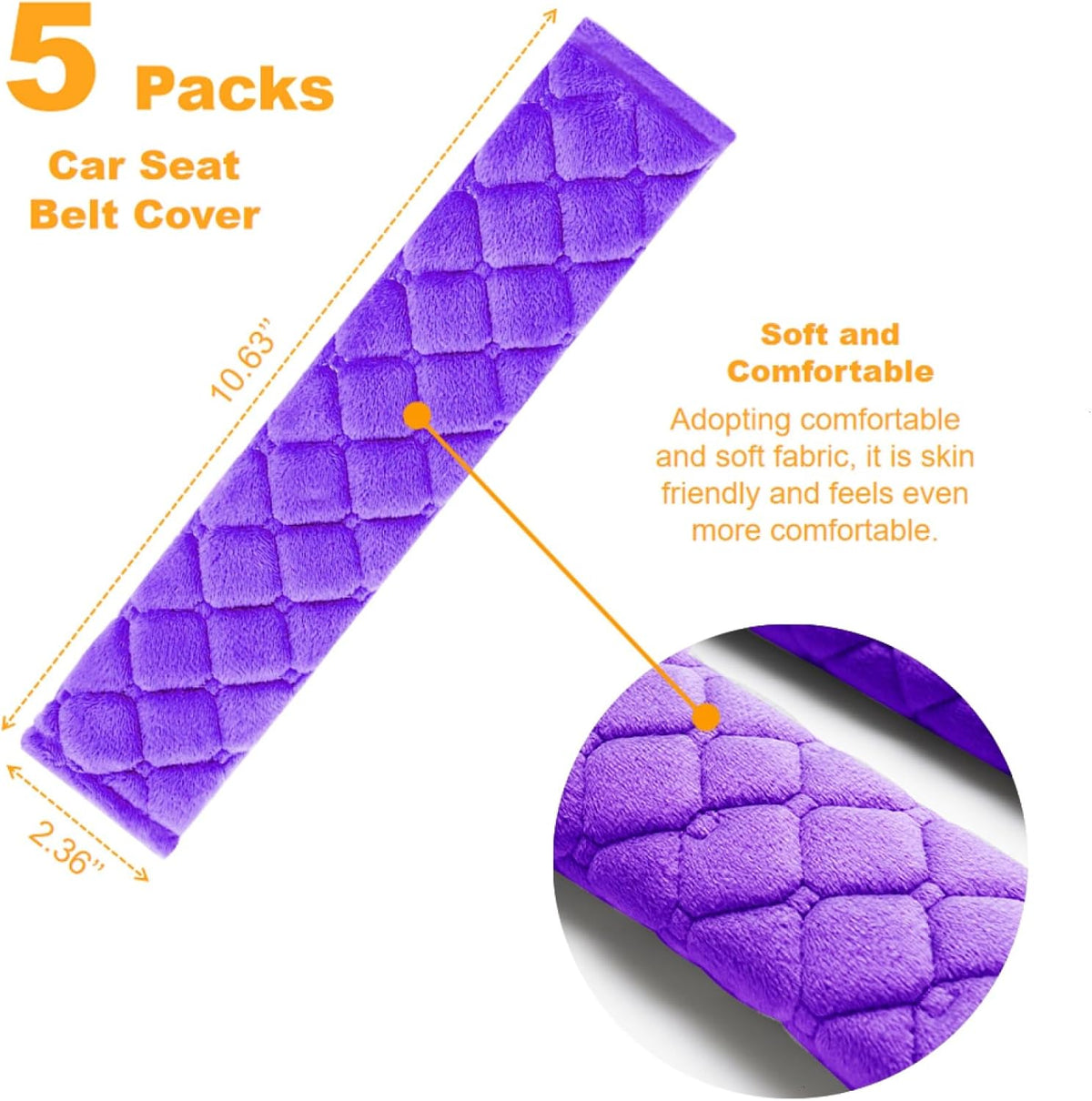 5 Pack Soft Car Seat Belt Cover Protector Comfort Auto Seatbelt Pads Strap Cushion Protecting Neck Shoulder Sedan SUV Trucks Car Interior Accessories for Adults Women Men 11 Inch Black
