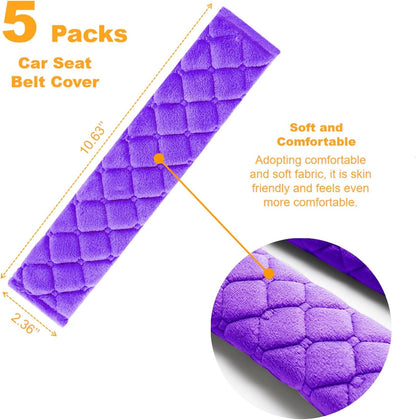 5 Pack Soft Car Seat Belt Cover Protector Comfort Auto Seatbelt Pads Strap Cushion Protecting Neck Shoulder Sedan SUV Trucks Car Interior Accessories for Adults Women Men 11 Inch Black