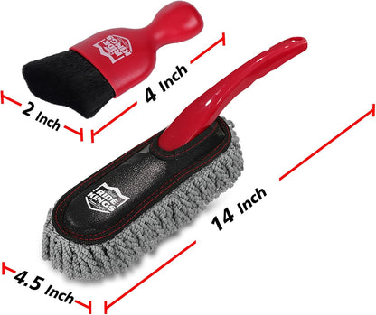 Car Detailing Kit - 3 Packs: Car Duster, Interior Cleaning Brush, Microfiber Towels | Detail Tools